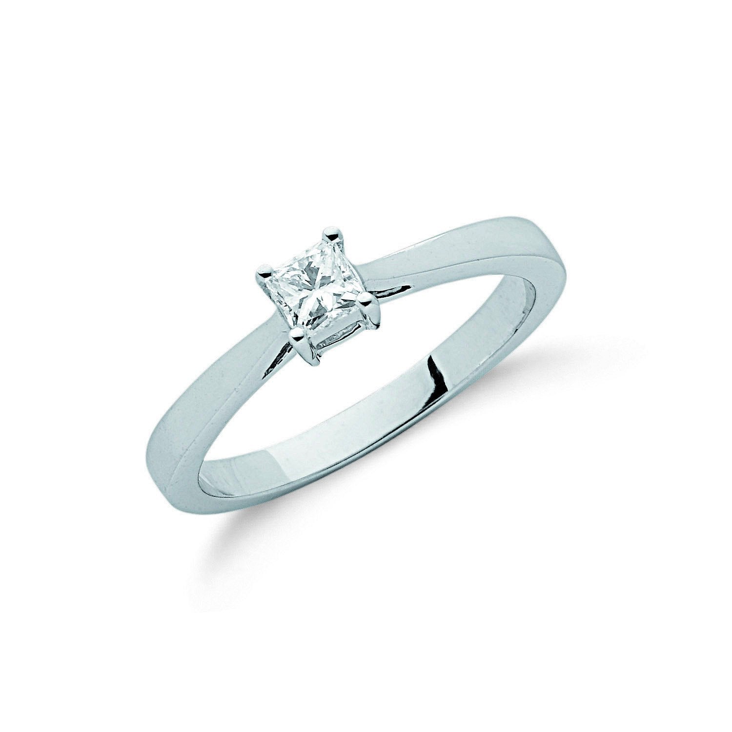 9ct White Gold 0.25ct Princess Cut Diamond Engagement Ring - Fine Ring - Certified Authentic – Luxury Jewellery by Imp